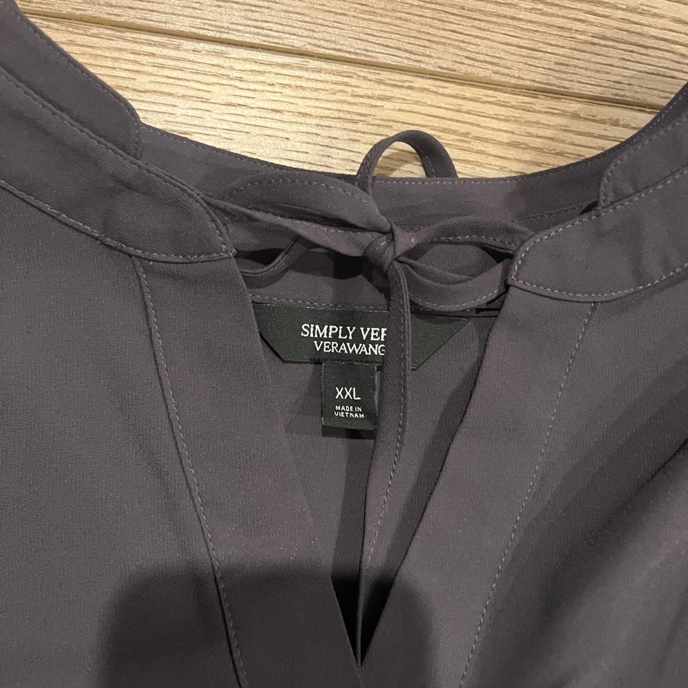 Vera Wang Shimmering Charcoal Sleeveless Blouse